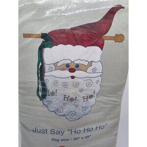 3-D Applique Flag Vintage Christmas Santa Ho Ho Ho 30 x 45 Holiday Yard Decor